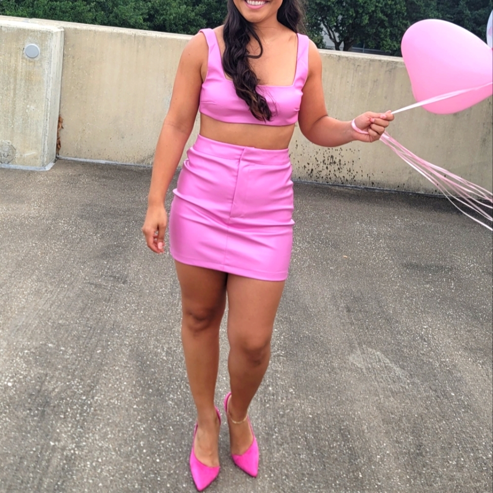 Pink pleather set size medium